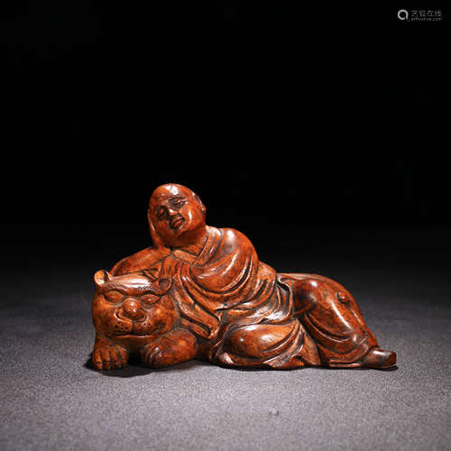 A Chinese Rosewood Carved Arhat Ornament