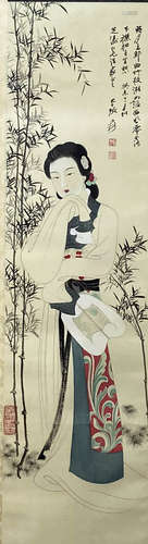 A Chinese Figure Painting, Zhang Daqian Mark