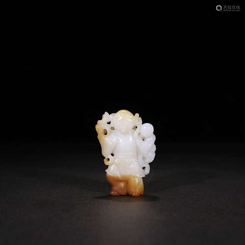 A Chinese Hetian Jade Carved Boy Ornament