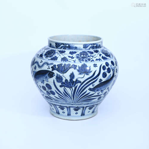 A Chinese Blue and White Painted Porcelain Jar