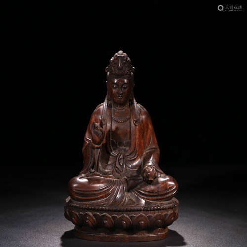 A Chinese Eaglewood Carved Guanyin Ornament