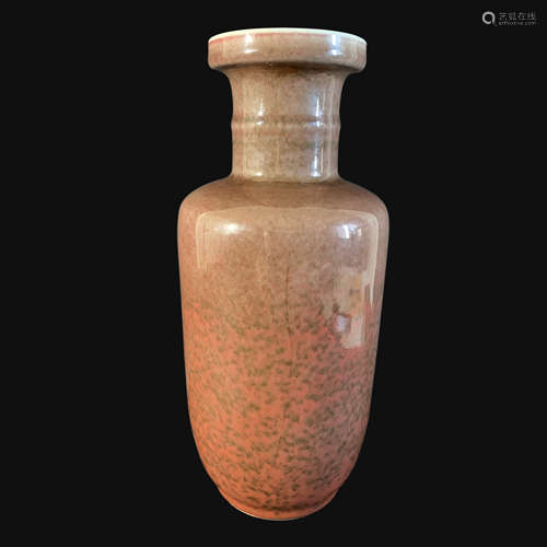 Qing Dynasty Bean Red Glaze Pestle Vase, Kang Xi Xin Hai Zhong He Tang Zhi Mark