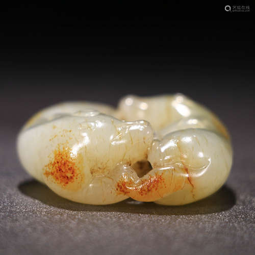 A Chinese Hetian Jade Carved Beast Pendant