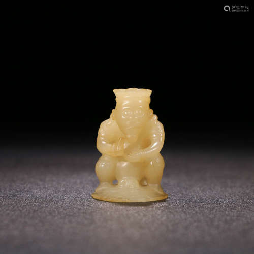 A Chinese Hetian Jade Carved Figure Ornament 