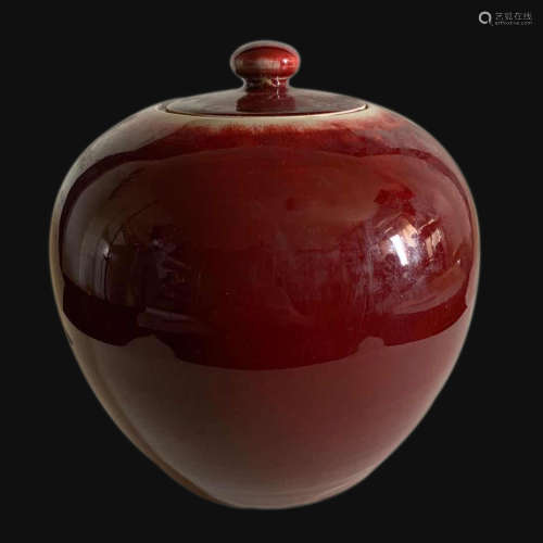 Qing Dynasty Iron Red Glaze White Gourd Jar