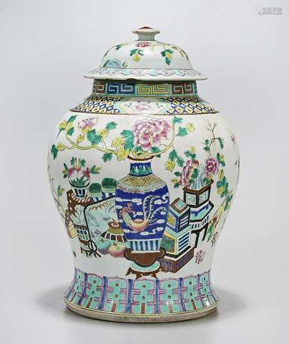 Chinese Enameled Porcelain Covered Vase