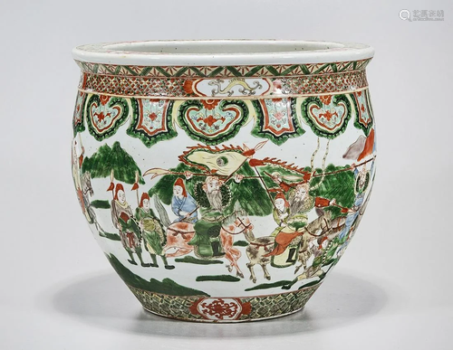 Chinese Famille Verte Porcelain Fish Bowl