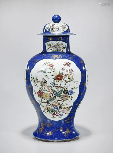 Chinese Enameled and Painted Porcelain Covered Vase