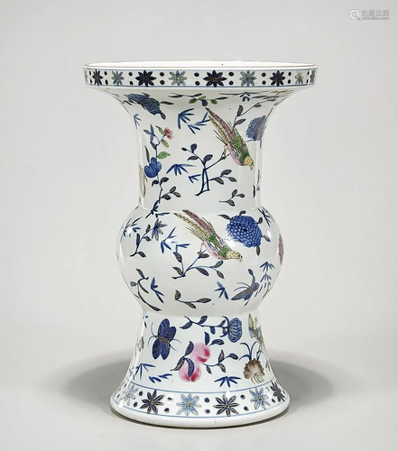 Chinese Enameled Porcelain Gu-Form Vase