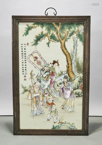 Chinese Framed Painted Porcelain Plaque
