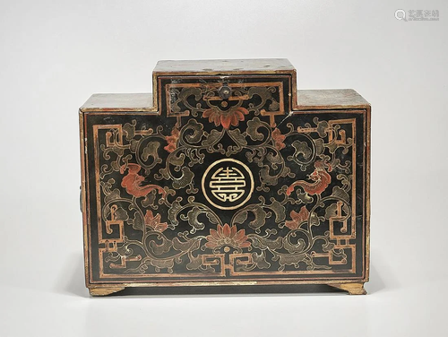 Chinese Painted Wood Tabletop Drawer Chest