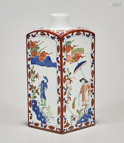 Chinese Enameled Porcelain Four-Faceted Vase