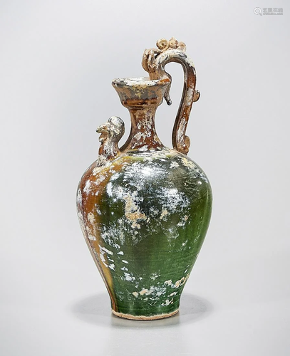 Chinese Tang-Style Sancai Glazed Pottery Ewer