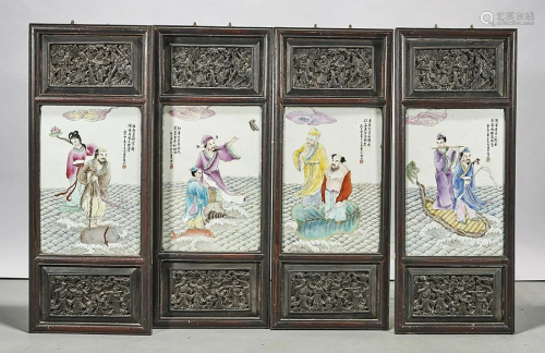Group of Four Chinese Painted Porcelain Plaques