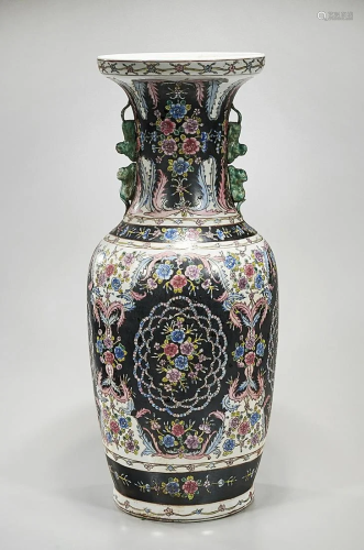 Tall Chinese Enameled Porcelain Vase