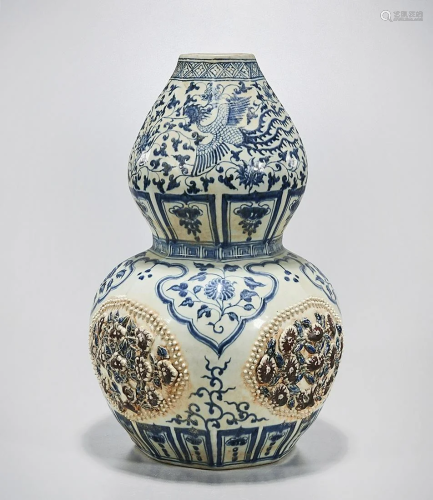 Chinese Blue and White Porcelain Octagonal Double Gourd
