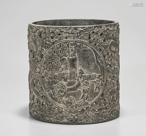 Chinese Metal Brush Pot