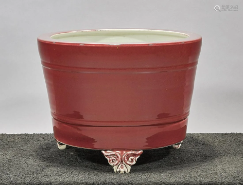 Chinese Red Glaze Porcelain Jardiniere
