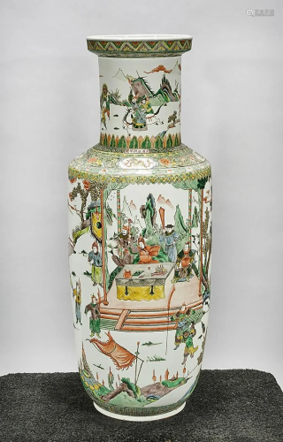 Tall Chinese Famille Verte Porcelain Vase
