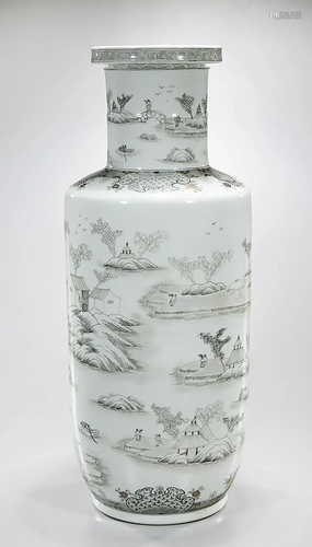 Tall Chinese Ink Color Porcelain Vase