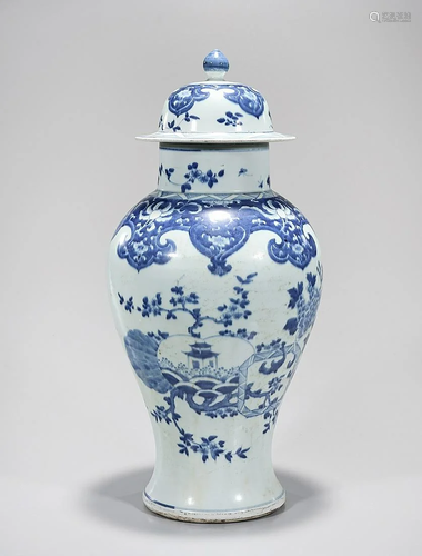 Chinese Blue and White Porcelain Covered Vase