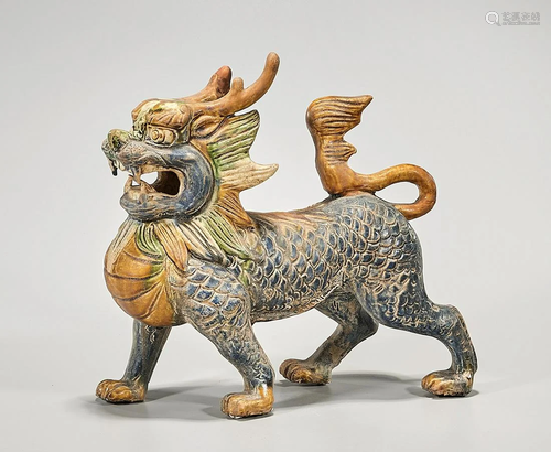 Chinese Sancai Pottery Qilin