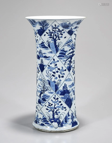 Chinese Blue and White Porcelain Gu-Form Vase