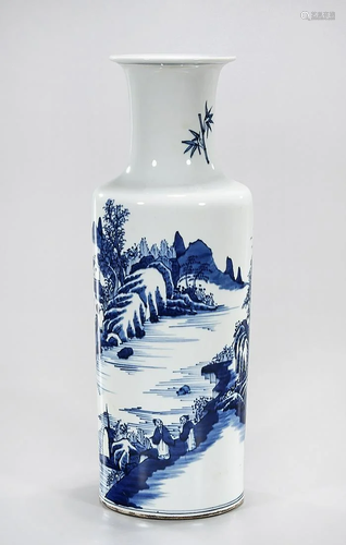 Chinese Blue and White Porcelain Rouleau Vase