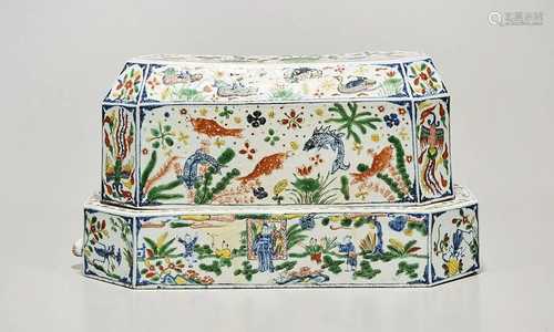 Chinese Enameled Porcelain Covered Stacking Boxes