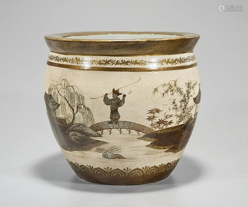 Asian Glazed Porcelain Jardiniere