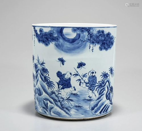 Chinese Blue and White Porcelain Brush Pot