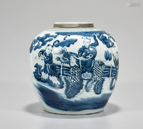 Chinese Blue and White Porcelain Ginger Jar