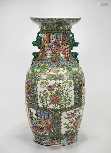 Tall Chinese Enameled Porcelain Vase