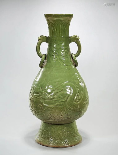 Large Chinese Green Glazed Porcelain Vase