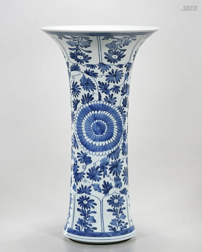Chinese Blue and White Porcelain Gu-Form Vase