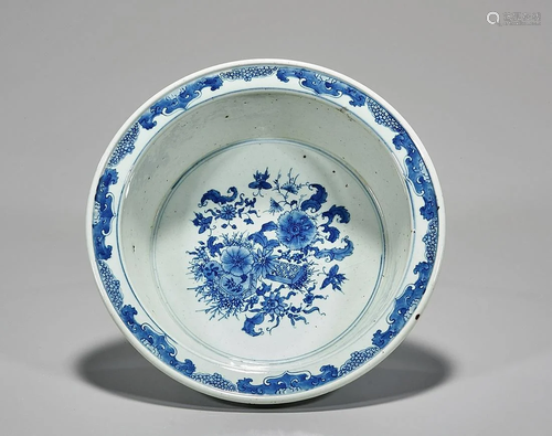 Chinese Blue and White Porcelain Basin