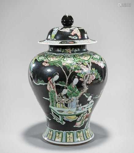 Chinese Enameled Porcelain Covered Vase