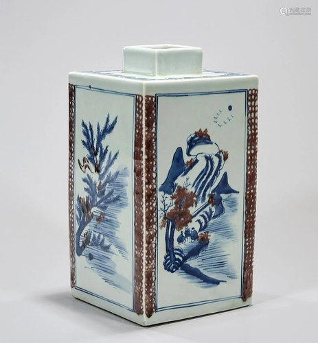 Chinese Enameled Porcelain Square Form Vase