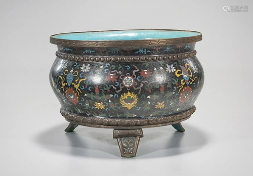 Chinese Cloisonne Tripod Censer