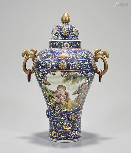 Chinese Enameled Porcelain Covered Vase