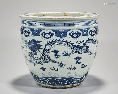 Chinese Blue and White Porcelain Jardiniere