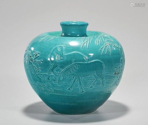 Chinese Turquoise Glazed Porcelain Vessel