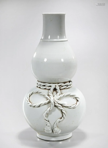 Large Chinese White Porcelain Double Gourd Vase