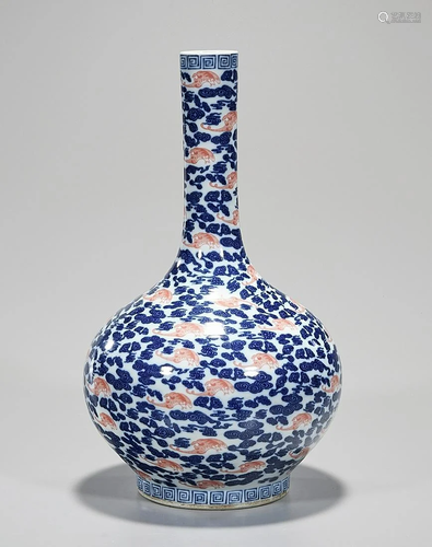 Chinese Blue and Red Glazed Porcelain Vase