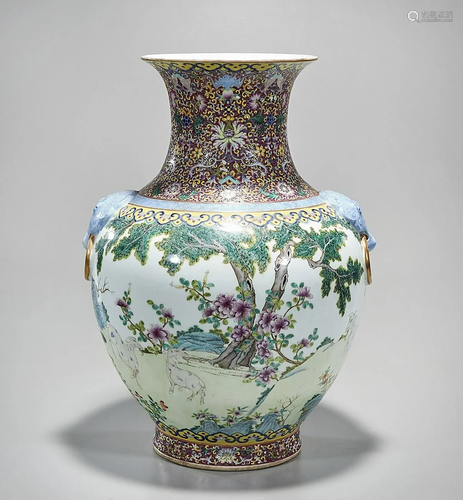 Tall Chinese Enameled Porcelain Vase