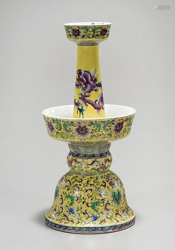 Chinese Enameled Porcelain Candlestick