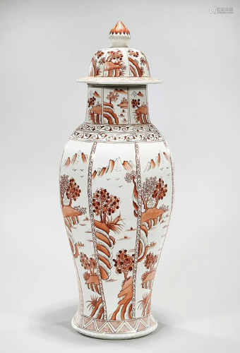 Chinese Enameled Porcelain Covered Hexagonal Vase