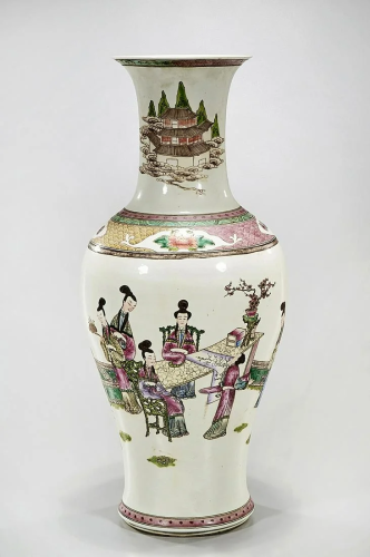 Tall Chinese Enameled Porcelain Vase