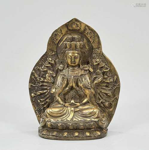 Southeast Asian Gilt Bronze Seated Thousand-Armed