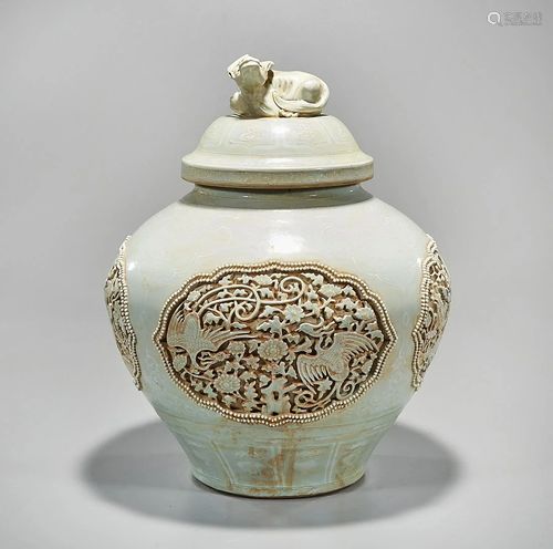 Chinese White Glazed Porcelain Covered Vase